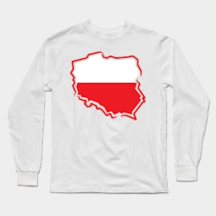 Polish Flag Map Polska Long Sleeve T-Shirt